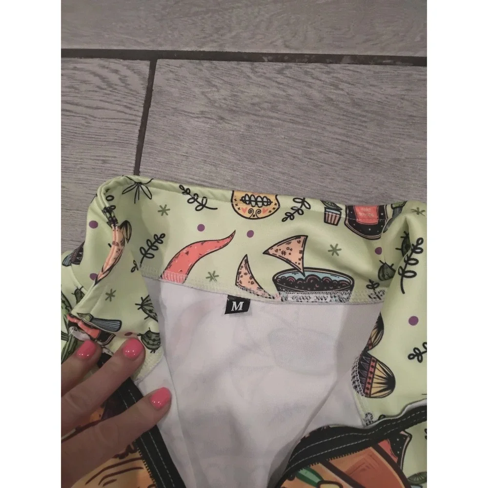 Mens Taco T-Rex‎ Tracksuit Set Green Sombrero Dinosaur Zip Jacket Joggers Medium